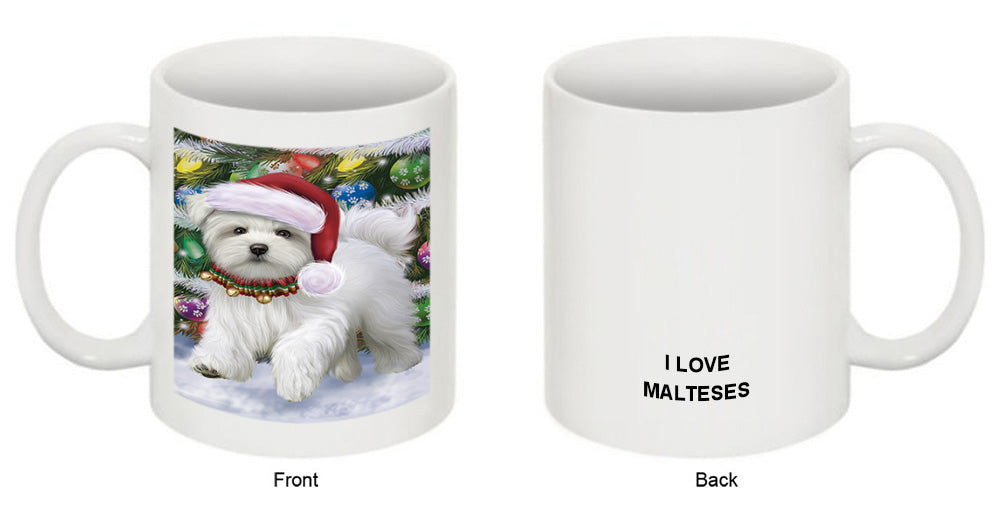 Trotting in the Snow Maltese Dog Coffee Mug MUG50845