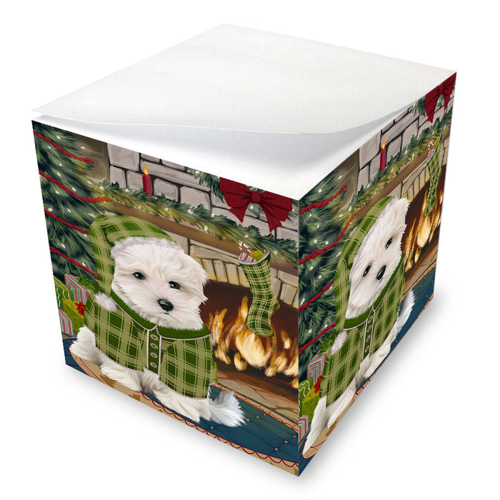 The Stocking was Hung Maltese Dog Note Cube NOC53709