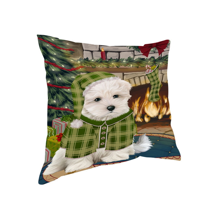 The Stocking was Hung Maltese Dog Pillow PIL70380