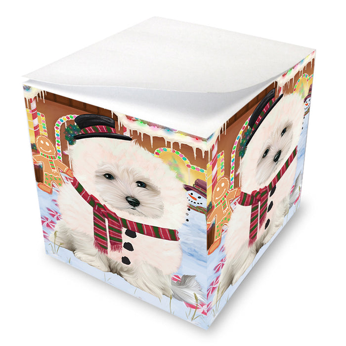 Christmas Gingerbread House Candyfest Maltese Dog Note Cube NOC54525