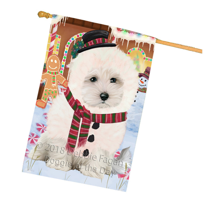 Christmas Gingerbread House Candyfest Maltese Dog House Flag FLG57137