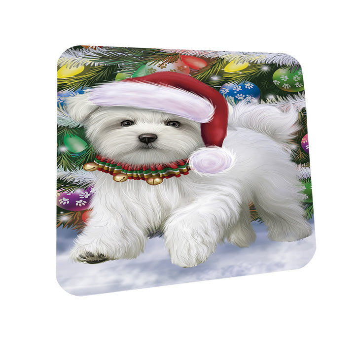 Trotting in the Snow Maltese Dog Coasters Set of 4 CST55405