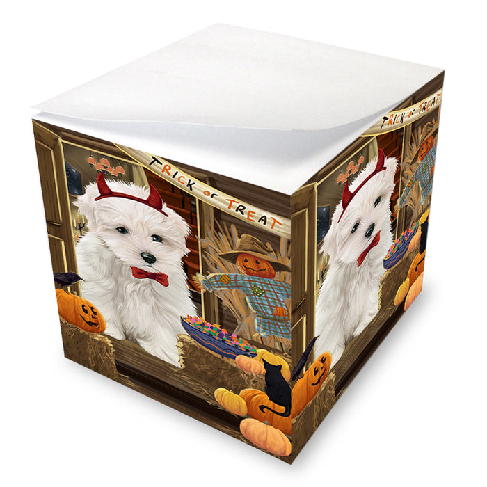 Enter at Own Risk Trick or Treat Halloween Maltese Dog Note Cube NOC53192