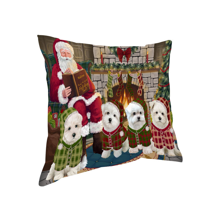 Christmas Cozy Holiday Tails Malteses Dog Pillow PIL69476