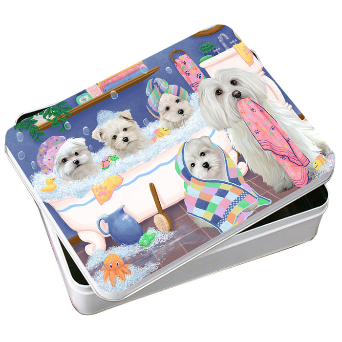 Rub A Dub Dogs In A Tub Malteses Dog Photo Storage Tin PITN56745