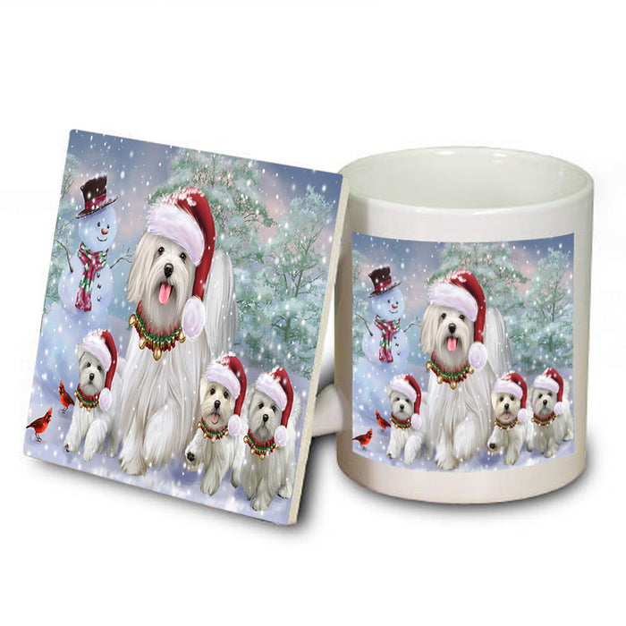 Christmas Running Family Malteses Dog Mug and Coaster Set MUC55462
