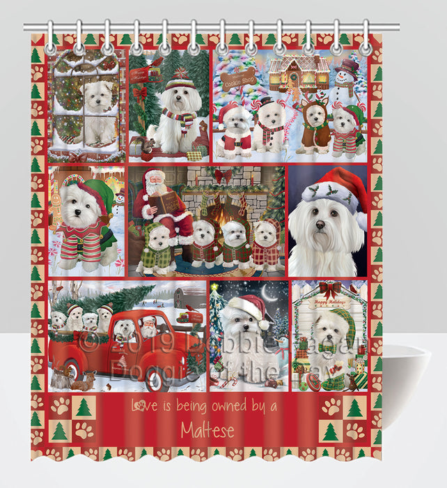 Love is Being Owned Christmas Maltese Dogs Shower Curtain