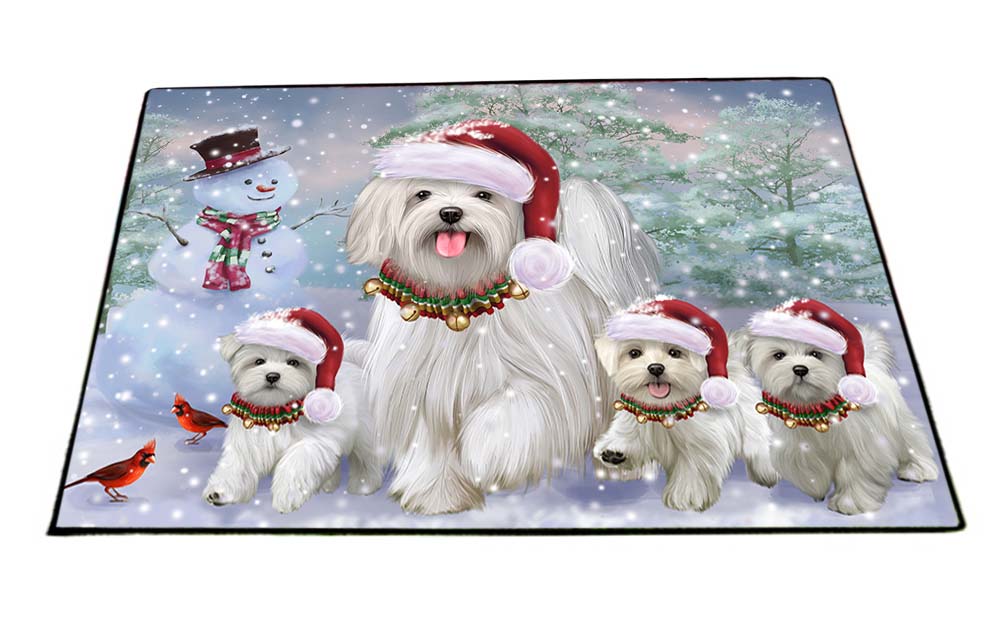 Christmas Running Family Malteses Dog Floormat FLMS52833
