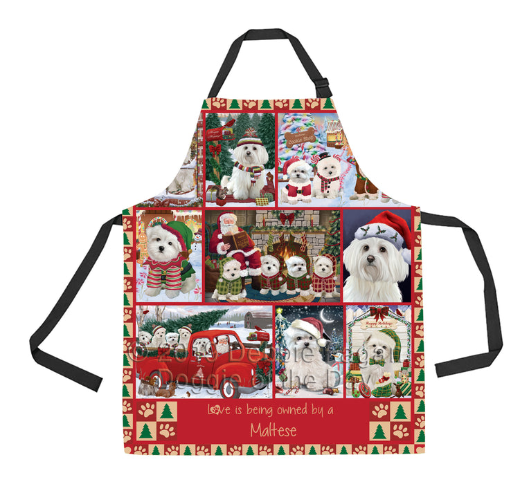 Love is Being Owned Christmas Maltese Dogs Apron