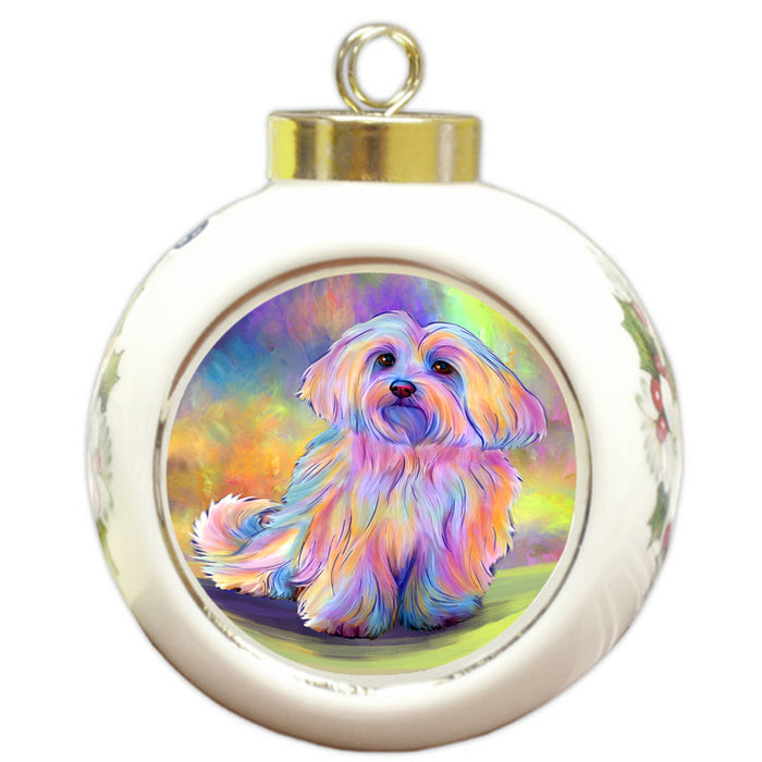 Paradise Wave Maltese Dog Round Ball Christmas Ornament RBPOR57075
