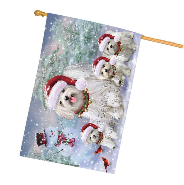 Christmas Running Family Malteses Dog House Flag FLG55899