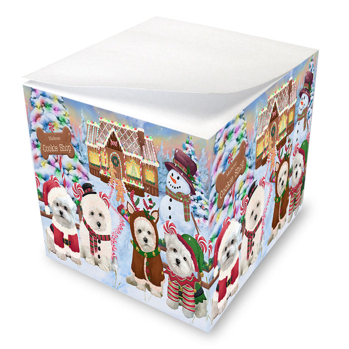 Holiday Gingerbread Cookie Shop Malteses Dog Note Cube NOC54575