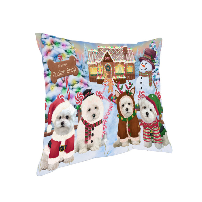 Holiday Gingerbread Cookie Shop Malteses Dog Pillow PIL80304