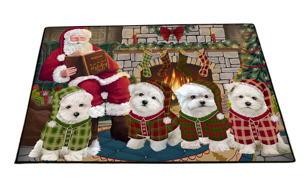 Christmas Cozy Holiday Tails Malteses Dog Floormat FLMS52698