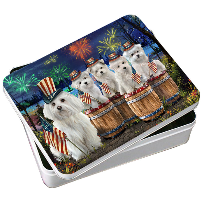 4th of July Independence Day Fireworks Malteses at the Lake Photo Storage Tin PITN51042