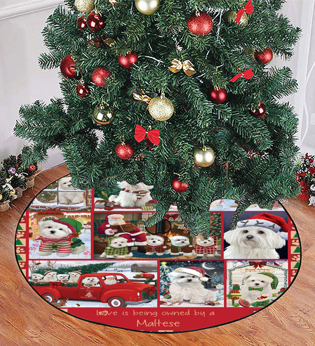Love is Being Owned Christmas Maltese Dogs Tree Skirt