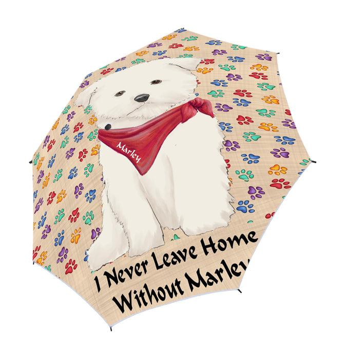 Custom Pet Name Personalized I never Leave Home Maltese Dog Semi-Automatic Foldable Umbrella