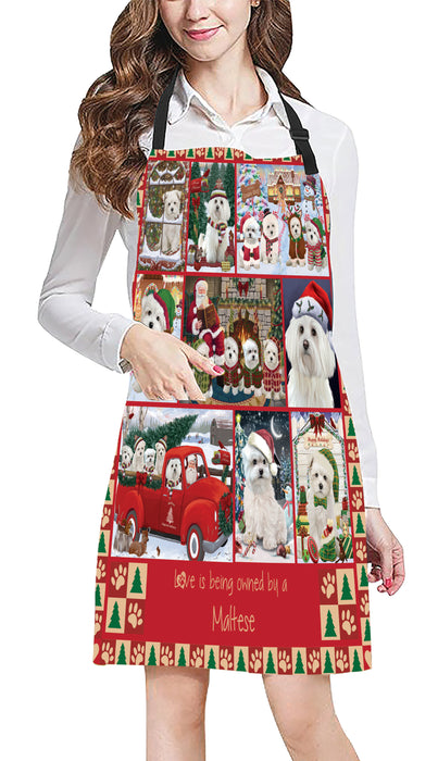 Love is Being Owned Christmas Maltese Dogs Apron
