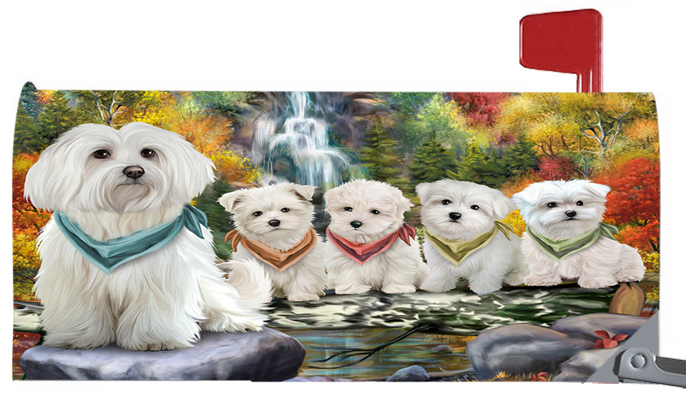 Scenic Waterfall Maltese Dogs Magnetic Mailbox Cover MBC48737