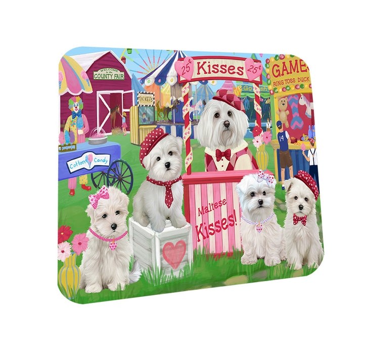Carnival Kissing Booth Malteses Dog Coasters Set of 4 CST55865