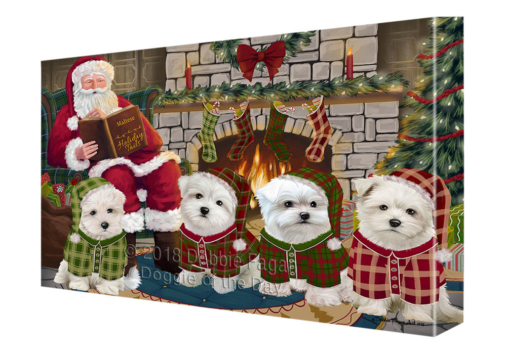 Christmas Cozy Holiday Tails Malteses Dog Canvas Print Wall Art Décor CVS116162
