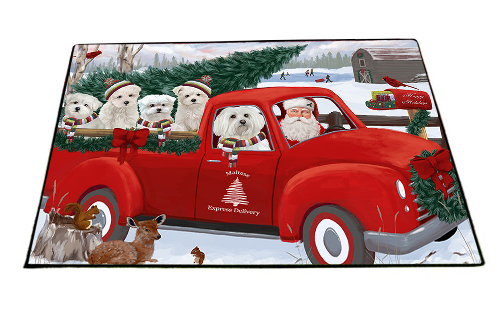 Christmas Santa Express Delivery Malteses Dog Family Floormat FLMS52434