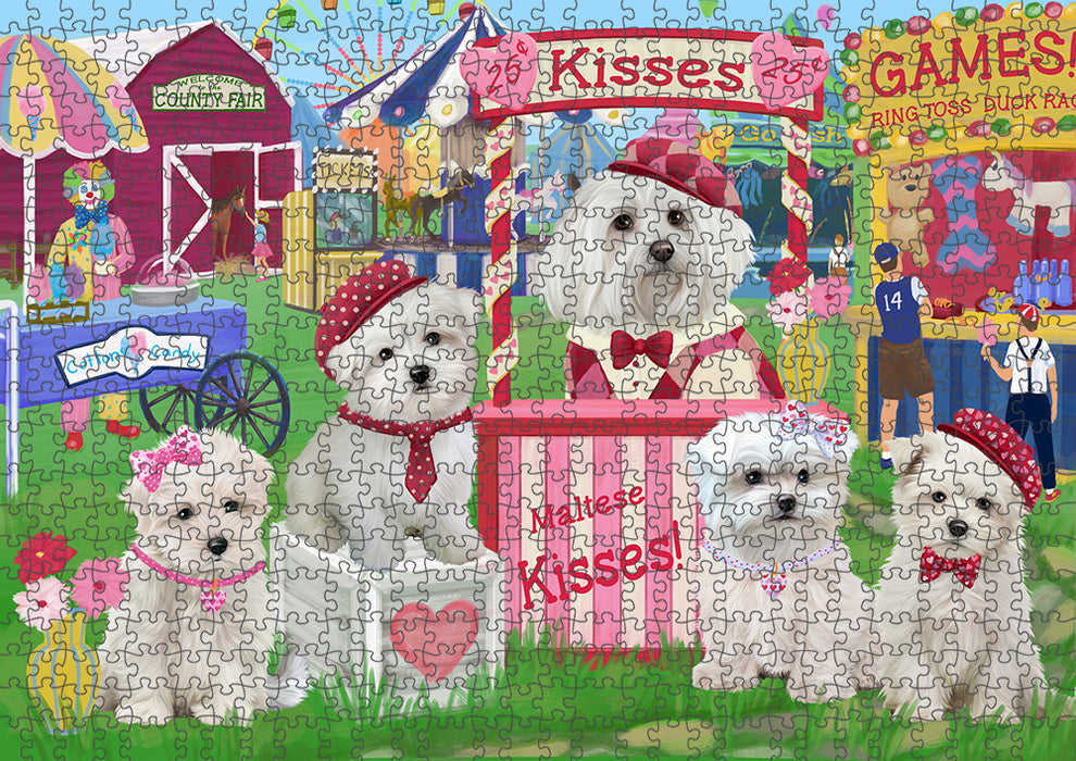 Carnival Kissing Booth Malteses Dog Puzzle with Photo Tin PUZL91832