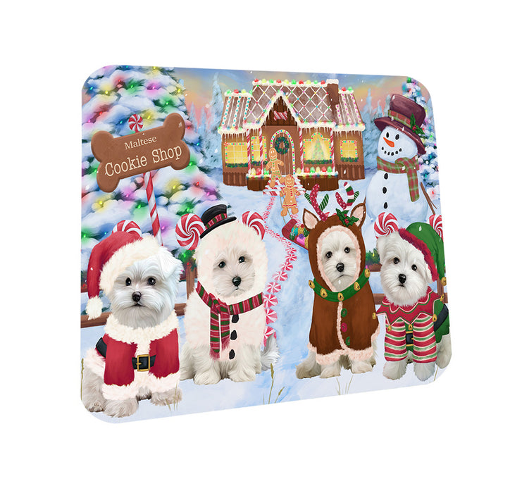 Holiday Gingerbread Cookie Shop Malteses Dog Coasters Set of 4 CST56461