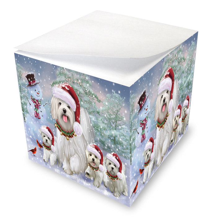 Christmas Running Family Malteses Dog Note Cube NOC53816