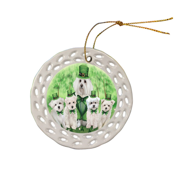 St. Patricks Day Irish Portrait Malteses Dog Ceramic Doily Ornament DPOR49331