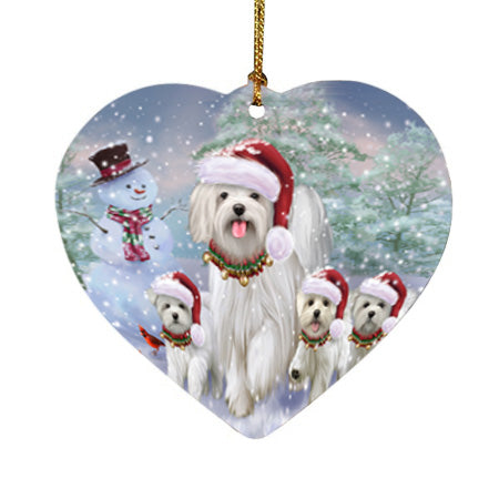 Christmas Running Family Malteses Dog Heart Christmas Ornament HPOR55826