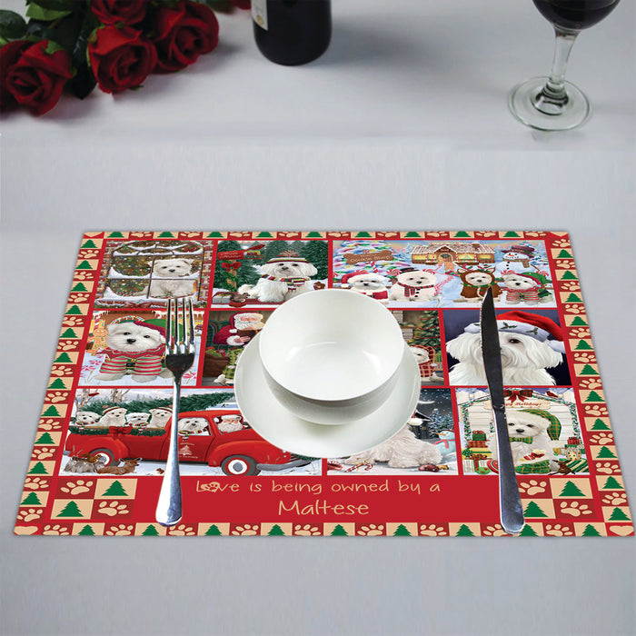 Love is Being Owned Christmas Maltese Dogs Placemat