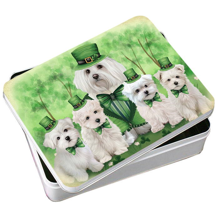 St. Patricks Day Irish Portrait Malteses Dog Photo Storage Tin PITN49331