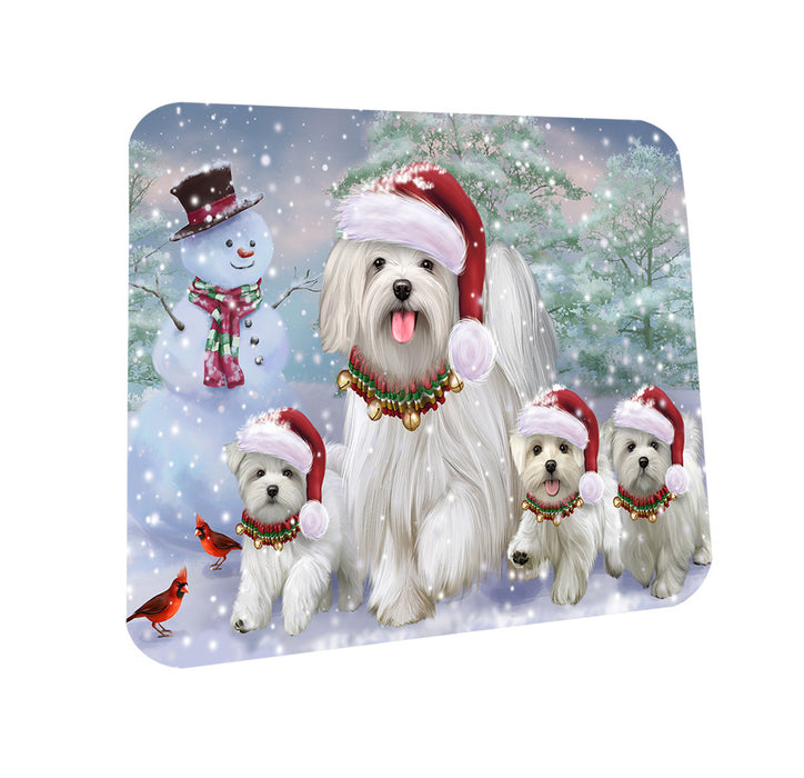 Christmas Running Family Malteses Dog Coasters Set of 4 CST55428