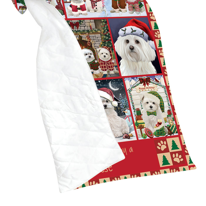 Love is Being Owned Christmas Maltese Dogs Quilt