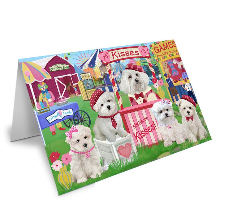 Carnival Kissing Booth Malteses Dog Handmade Artwork Assorted Pets Greeting Cards and Note Cards with Envelopes for All Occasions and Holiday Seasons GCD72236