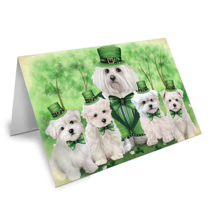 St. Patricks Day Irish Portrait Malteses Dog Handmade Artwork Assorted Pets Greeting Cards and Note Cards with Envelopes for All Occasions and Holiday Seasons GCD52022