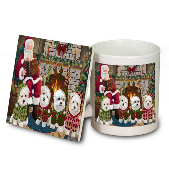 Christmas Cozy Holiday Tails Malteses Dog Mug and Coaster Set MUC55129
