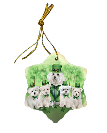 St. Patricks Day Irish Portrait Malteses Dog Star Porcelain Ornament SPOR49323