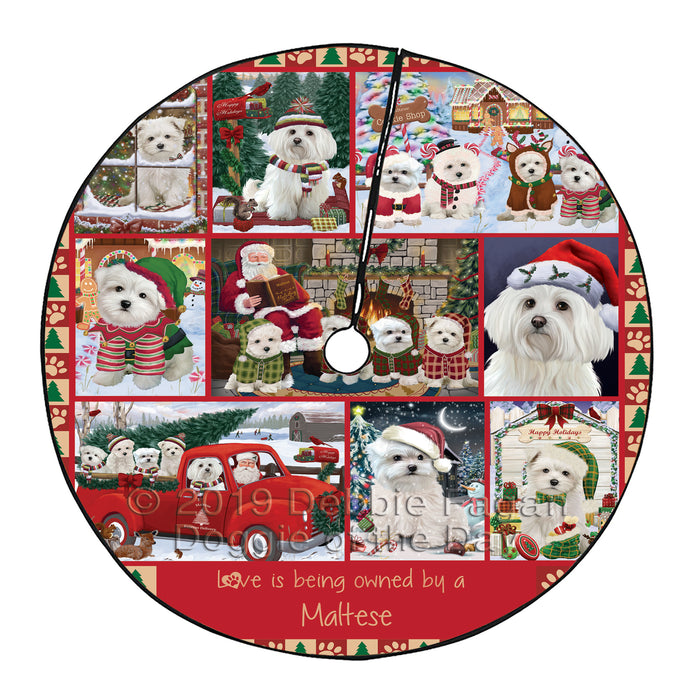 Love is Being Owned Christmas Maltese Dogs Tree Skirt