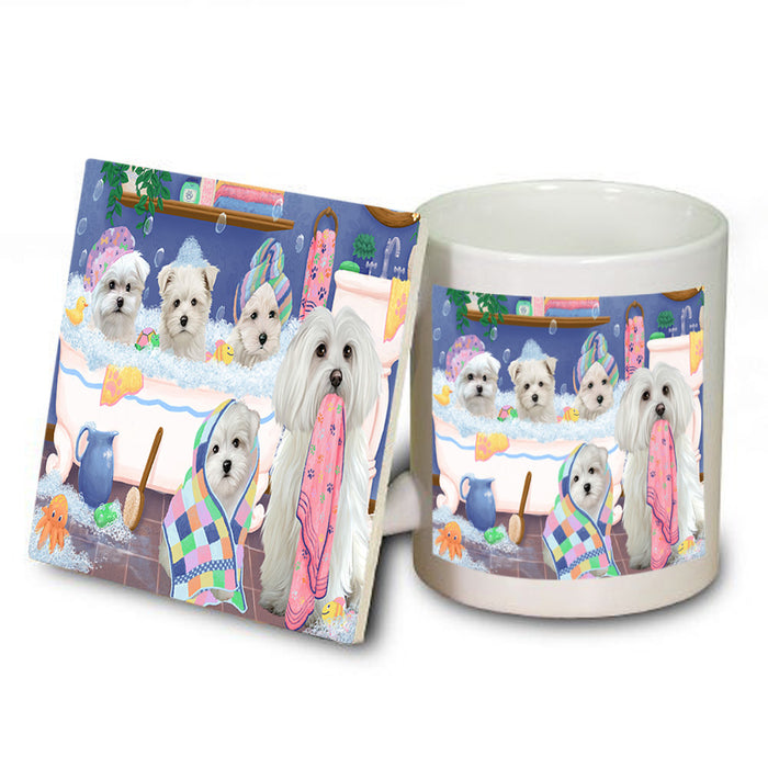 Rub A Dub Dogs In A Tub Malteses Dog Mug and Coaster Set MUC56794