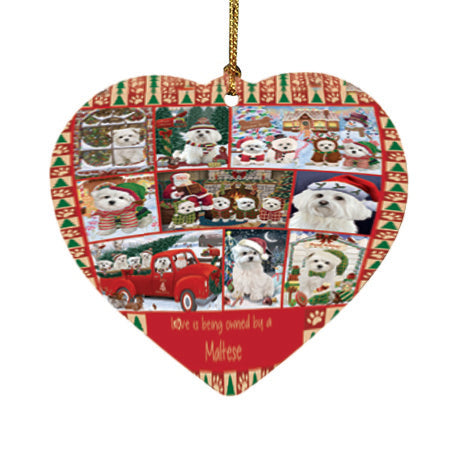 Love is Being Owned Christmas Maltese Dogs Heart Christmas Ornament HPOR57865
