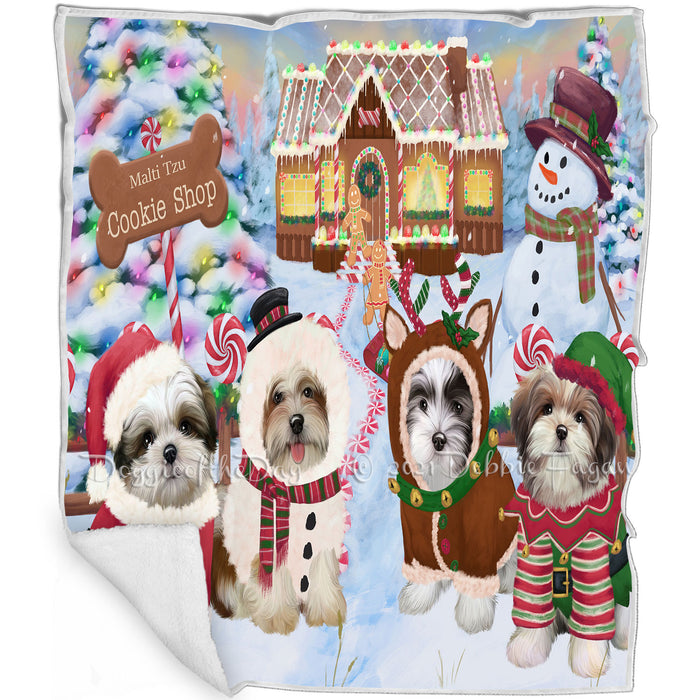 Holiday Gingerbread Cookie Shop Malti Tzus Dog Blanket BLNKT127956