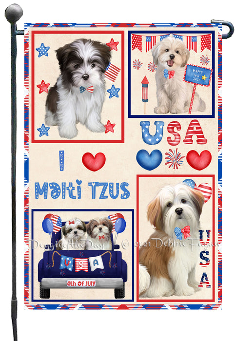 4th of July Independence Day I Love USA Malti Tzu Dogs Garden Flag GFLG66917