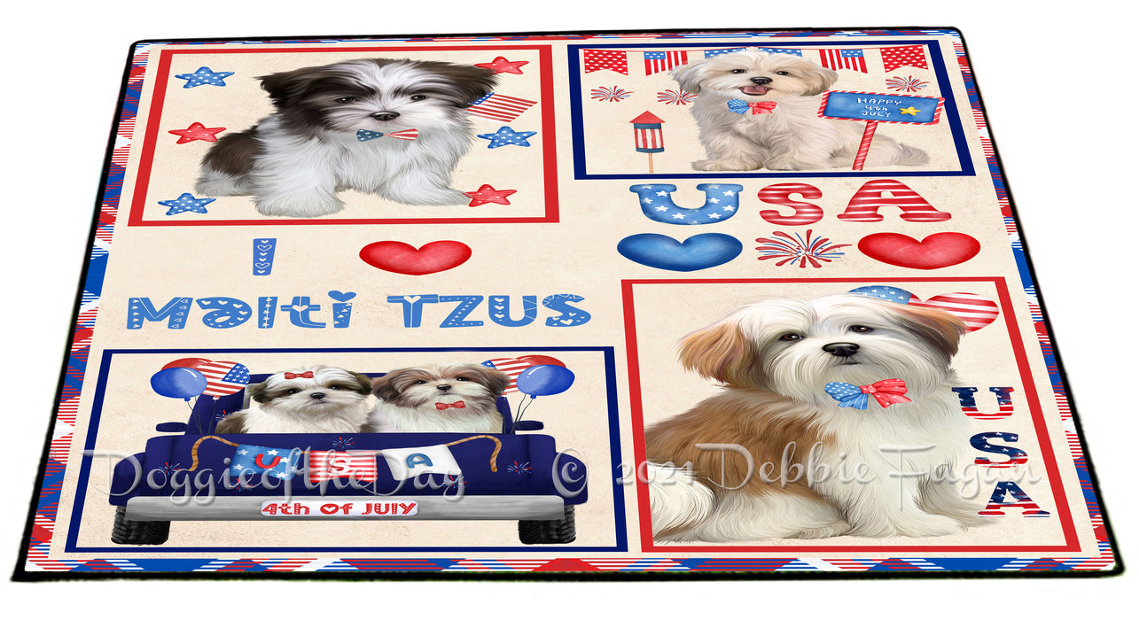 4th of July Independence Day I Love USA Malti Tzu Dogs Floormat FLMS56257 Floormat FLMS56257
