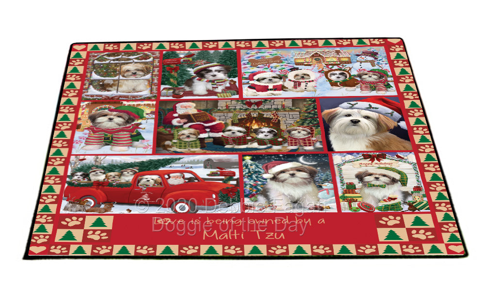 Love is Being Owned Christmas Malti Tzu Dogs Floormat FLMS54895