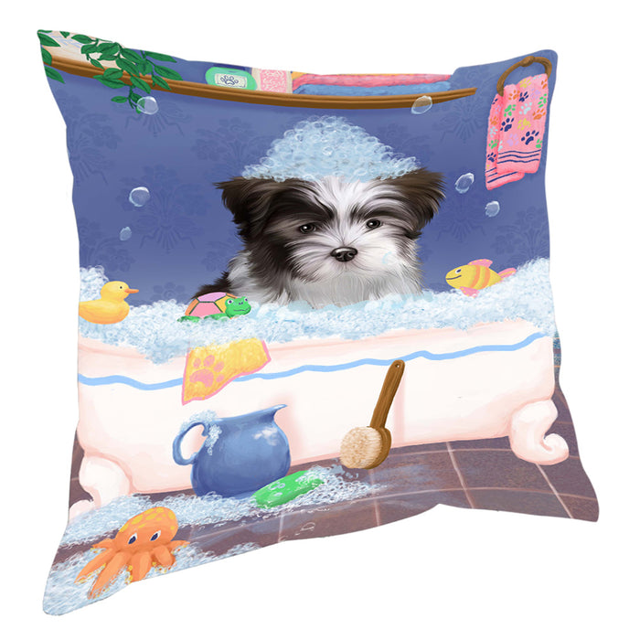 Rub A Dub Dog In A Tub Malti Tzu Dog Pillow with Top Quality High-Resolution Images - Ultra Soft Pet Pillows for Sleeping - Reversible & Comfort - Ideal Gift for Dog Lover - Cushion for Sofa Couch Bed - 100% Polyester, PILA90652