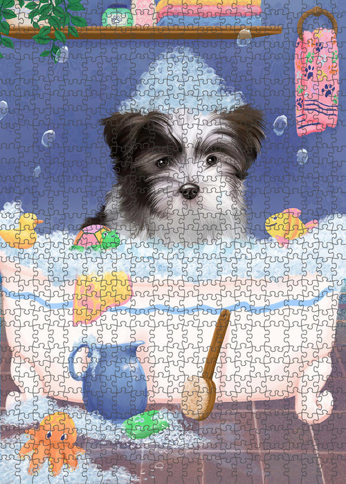 Rub A Dub Dog In A Tub Malti Tzu Dog Portrait Jigsaw Puzzle for Adults Animal Interlocking Puzzle Game Unique Gift for Dog Lover's with Metal Tin Box PZL311