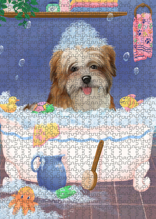 Rub A Dub Dog In A Tub Malti Tzu Dog Portrait Jigsaw Puzzle for Adults Animal Interlocking Puzzle Game Unique Gift for Dog Lover's with Metal Tin Box PZL313