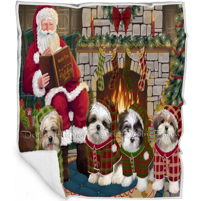 Christmas Cozy Holiday Tails Malti Tzus Dog Blanket BLNKT115662